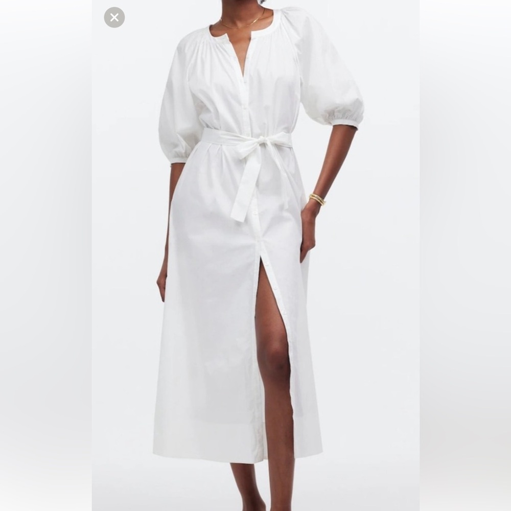 Madewell White Maxi Dress with Puff Sleeves